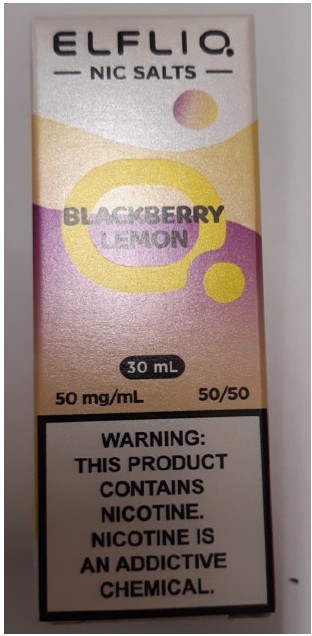 Náhradní náplň do elektronických cigaret zn. ELFLIQ NIC SALTS Blackberry Lemon, 30 ml, 50 mg/ml nikotinu: Fotografie