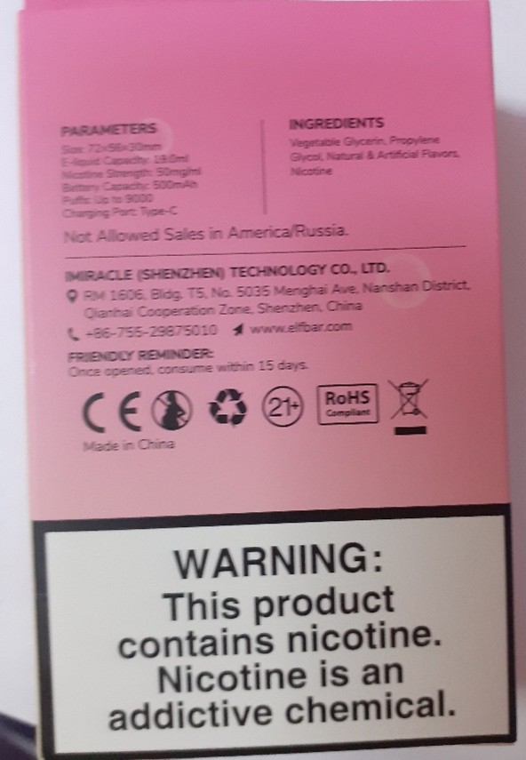 Jednorázová el. cigareta ELFBAR Pi9000, disposable pod device, různé příchutě: Fotografie č. 2