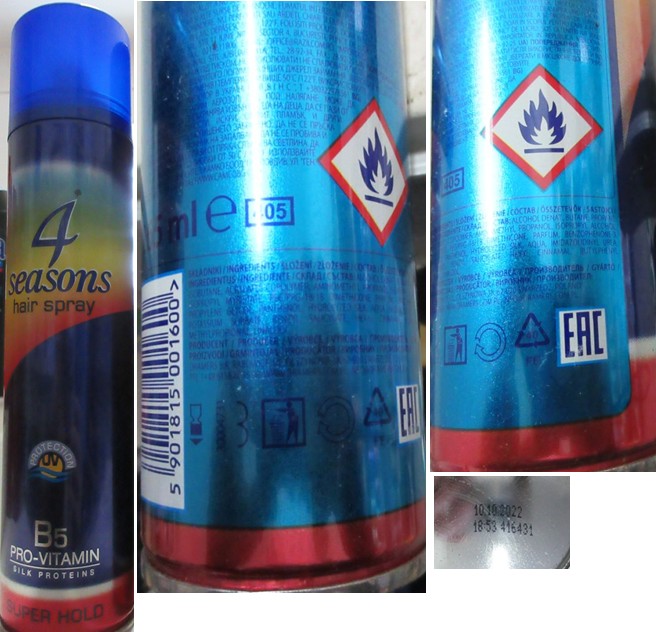 Lak na vlasy 4 seasons hair spray, B5 PRO-VITAMIN, SILK PROTEINS, SUPER HOLD: Fotografie