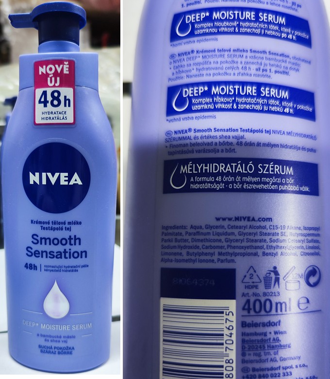 Tělové mléko NIVEA, Smooth Sensation, 48h DEEP * MOISTURE SERUM, Krémové tělové mléko: Fotografie